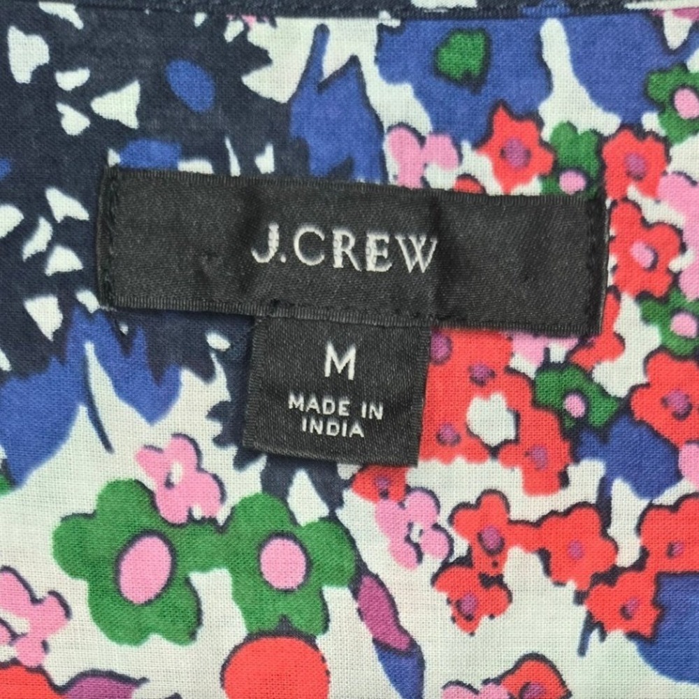 J.Crew Women's Medium Cotton Floral Midi Dress Long Sleeve Popover Multicolor - Picture 6 of 8